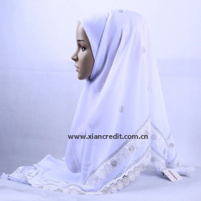 2020 Turkish hijabs chiffon hijab with crochet