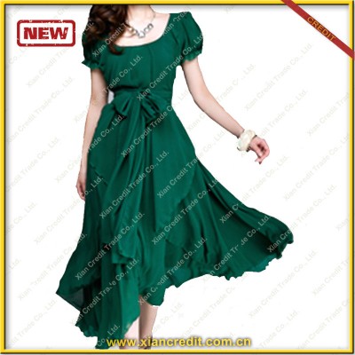 Hot sale emerald green silk dress evening dress 2016